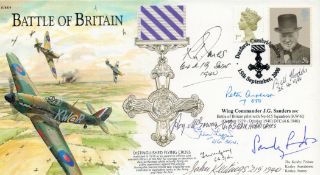 JS(CC)89d7 Battle of Britain Distinguished Signed by Wg Cdr J G Sanders Battle of Britain Pilot with
