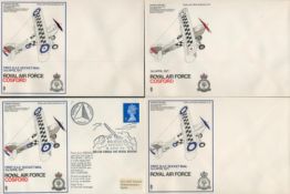 RAF Cosford Set of 4 Covers, 3 covers with missing Colours, Flight Cachets, Stamps and postmarks,