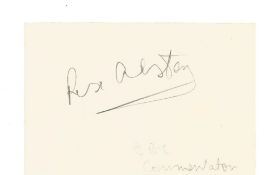Rex Alston (BBC Sports Commentator) signed 3 x 2 1/2 card - signature is in pencil. Good