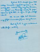 Two Page Handwritten Letter dated1 March 1975. Signed by Air Vice Marshal N C S Rutter, CB, CBE,