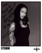 Sharmell Sullivan-Huffman 'STORM' signed 10x8 inch black and white promo photo. Dedicated. Good