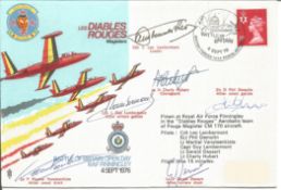 Diables Rouges Air Display team cover flown and signed by six team members. Good condition. All