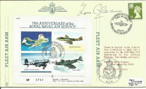 Tom Gleave signed 75th Anniversary of the Royal Naval Air Service FDC No. 711 of 750. Flown in