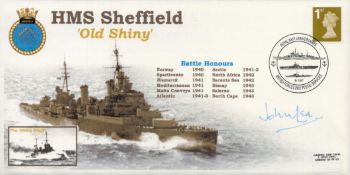 HMS Sheffield Signed by Vice Admiral Sir John Lea. Served on board in 1943. Signed by Vice Admiral