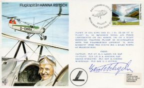 Test Pilot Cover Hanna Reitsch Signed Gerd Achgelis Helicopter and WW11 Jet Test Pilot. In 1942