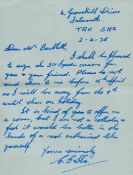 Rare Letter Signed by Churchill Pilot Ascalon C Slee. Loaned to 24 Sqn Handwritten Letter dated 2
