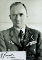 WW2 BOB fighter pilot Edmund Jeleczex signature fixed to small b/w photo. Good condition. All