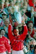 Paul Ince signed 12x8 inch colour photo pictured holding the Premier League trophy during his time
