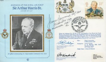 WW2 BOB fighter pilot James Renvoize 247 sqn signed Arthur Harris Marshalls of the RAF cover. Good