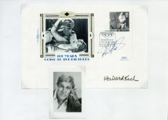 Howard Keel printed signed photocopy of FDC accompanied with 3.5x2.5 inch black and white unsigned