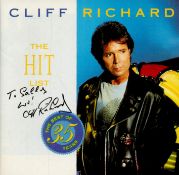 Cliff Richard signed 'The Hit List' Album booklet, no CD or case included. Dedicated. Good