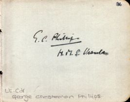 George Chesterman Phillips signed album page. Commander of WW2 submarine Ursula. Good condition. All