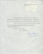 Howard Lang - The Onedin Line Hand Signed Typed Letter From The Actor Who Played Captain Baines In