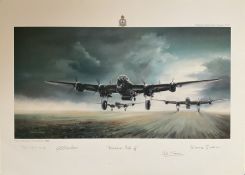 WW2 RAF Dambusters Bill Townsend, George Chalmers, Douglas Webb Signed Dambuster Take Off Colour