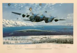 WWII 617 Squadron 28x20 inch multi signed colour print titled Tirpitz Re visited limited edition