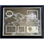 NASA Apollo 11 Astronauts Full crew signed rare display. 27x23 inches mounted signature display