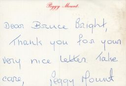 Peggy Mount Hand Signed Letter From The English Television, Stage And Film Actress, From The Private