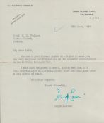 Lord Mayor of London in 1950 51 Sir Denys Lowson Signed TLS Dated 12th June 1958. Signed in blue