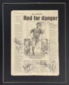 Football Liverpool legends 20x16 Inch Mounted multi signed black and white newspaper page includes