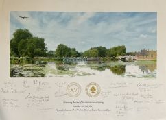 WWII Multi-Signed colour Print Titled Honouring The Crew of the Godmanchester Stirling - Saturday