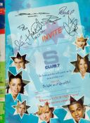 S Club 7 signature piece includes 4 signed pages from all original members and a 2001 Party Tour