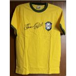 Pele signed retro Brazil football shirt includes full signature size large. Edson Arantes do