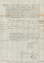 Wellington related Safe Passage in Spain document. 1809 for Duke of Parque with notes of provenance.