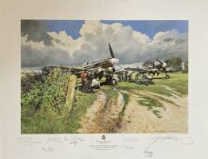 WWII Double Trouble 26x20 multi signed colour print signed in pencil by the artist Geoff Nutkins and