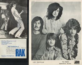 Led Zeppelin collection includes Jimmy Page and Robert Plant signed 6x4 inch black and white