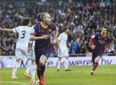 Andres Iniesta signed 16x12" colour photo pictured in action during El Classico Barcelona vs Real