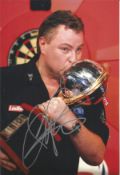 John Part signed 12x8 inch colour photo picturing Darth Maple with the PDC world championship