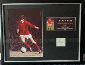Football George Best 22x28 inch signature display includes signed album page two fantastic colour