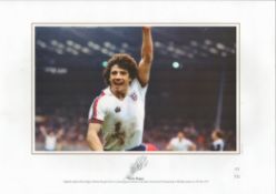 Kevin Keegan signed 16x12 colour print England's captain Kevin Keegan celebrates his goal in the 3 1