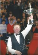 Dennis Taylor signed 12x8 inch colour photo pictured celebrating with the World Championship