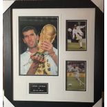 Football Zinedine Zidane signed 22x21 inch framed and mounted signature piece includes signed colour
