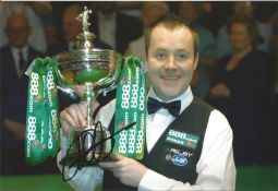 John Higgins signed 12x8 inch colour photo pictured celebrating with the World Championship