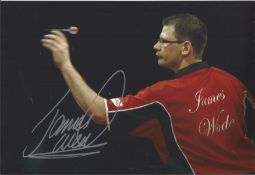 James Wade signed 12x8 inch colour photo superb image of The Machine winner of 11 PDC Major