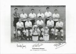 Cliff Jones, Bobby Smith and Dave Mackay signed 16x12 colour Tottenham Hotspur 1960 61 League and F.