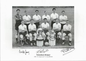 Cliff Jones, Bobby Smith and Dave Mackay signed 16x12 colour Tottenham Hotspur 1960 61 League and F.