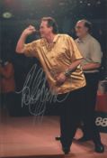 Bobby George signed 12x8 inch colour photo superb image of the King of Bling in action. Good