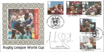 Martin Offiah signed Rugby League World Cup FDC.3/10/95 Wigan postmark. Good condition. All