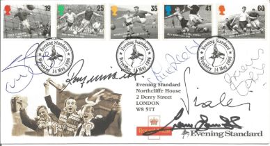 Football Legends FDC signed by Steve Bruce, Ray Wilkins, David Platt, Graham Rix, Vialli and