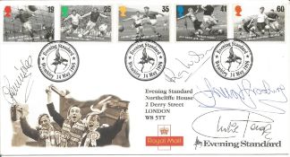 Charlie George, Francis Lee, Trevor Brooking and Ray Wilson signed Football Legends FDC.14/5/96