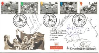 International players signed Football Legends FDC. Signatures of Andy Gray, Nat Lofthouse, Gary