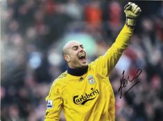 Pepe Reina signed 16x12 inch colour photo pictured while playing for Liverpool F.C. Good
