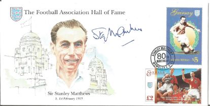 Stanley Mathews signed Football Association Hall of Fame commemorative FDC PM Stanley Mathews 80th