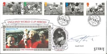 Geoff Hurst signed England World Cup Heroes FDC.14/5/96 London E1 postmark. Good condition. All