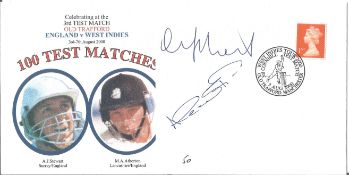 Mike Atherton and Alex Stewart signed 100 test matches FDC.3/8/2000 Manchester postmark. Good