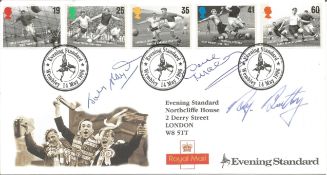 Johnny Haynes, Roy Bentley and Dave Mackay signed Football Legends FDC.14/5/96 Wembley postmark.