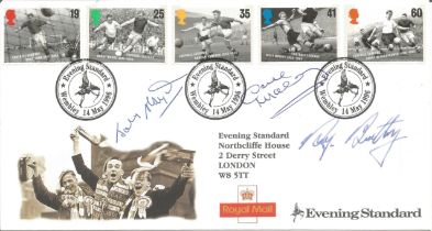 Johnny Haynes, Roy Bentley and Dave Mackay signed Football Legends FDC.14/5/96 Wembley postmark.